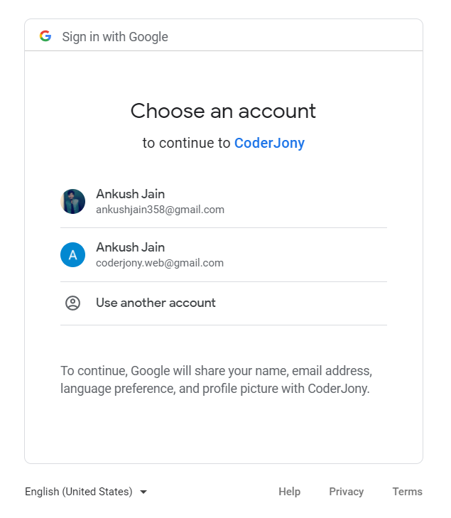 Authentication with Google Account using OpenID Connect