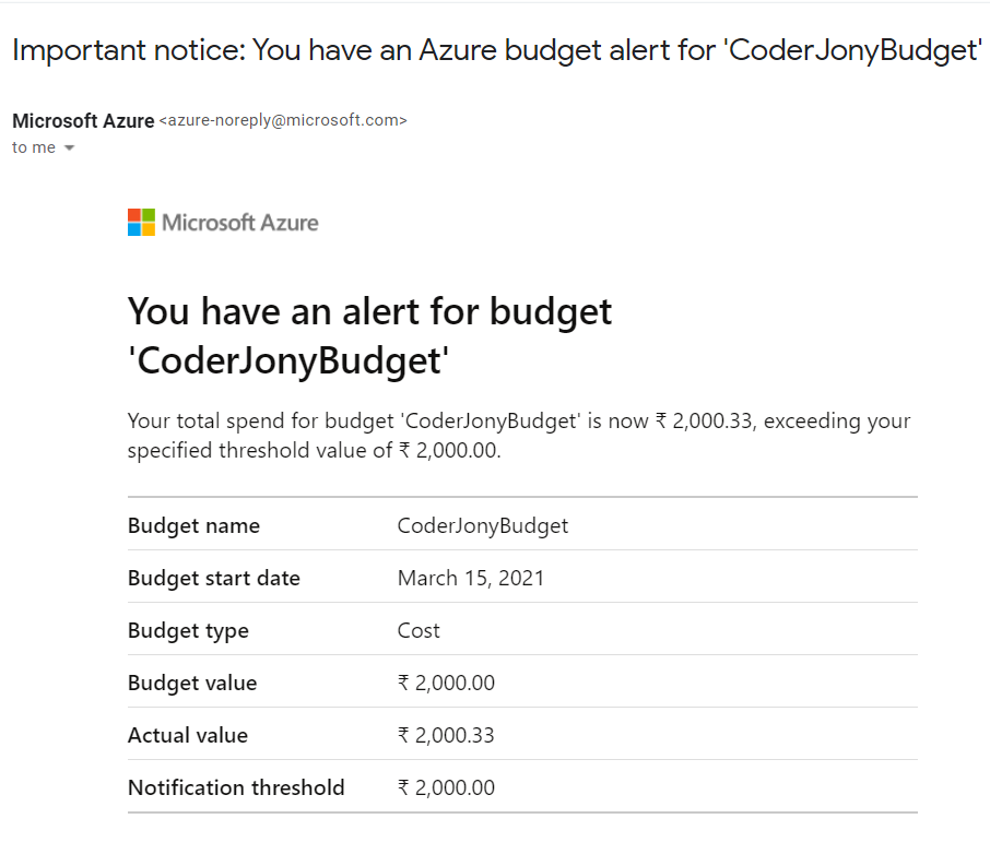 Creating a Cost Alert for Your Azure Account