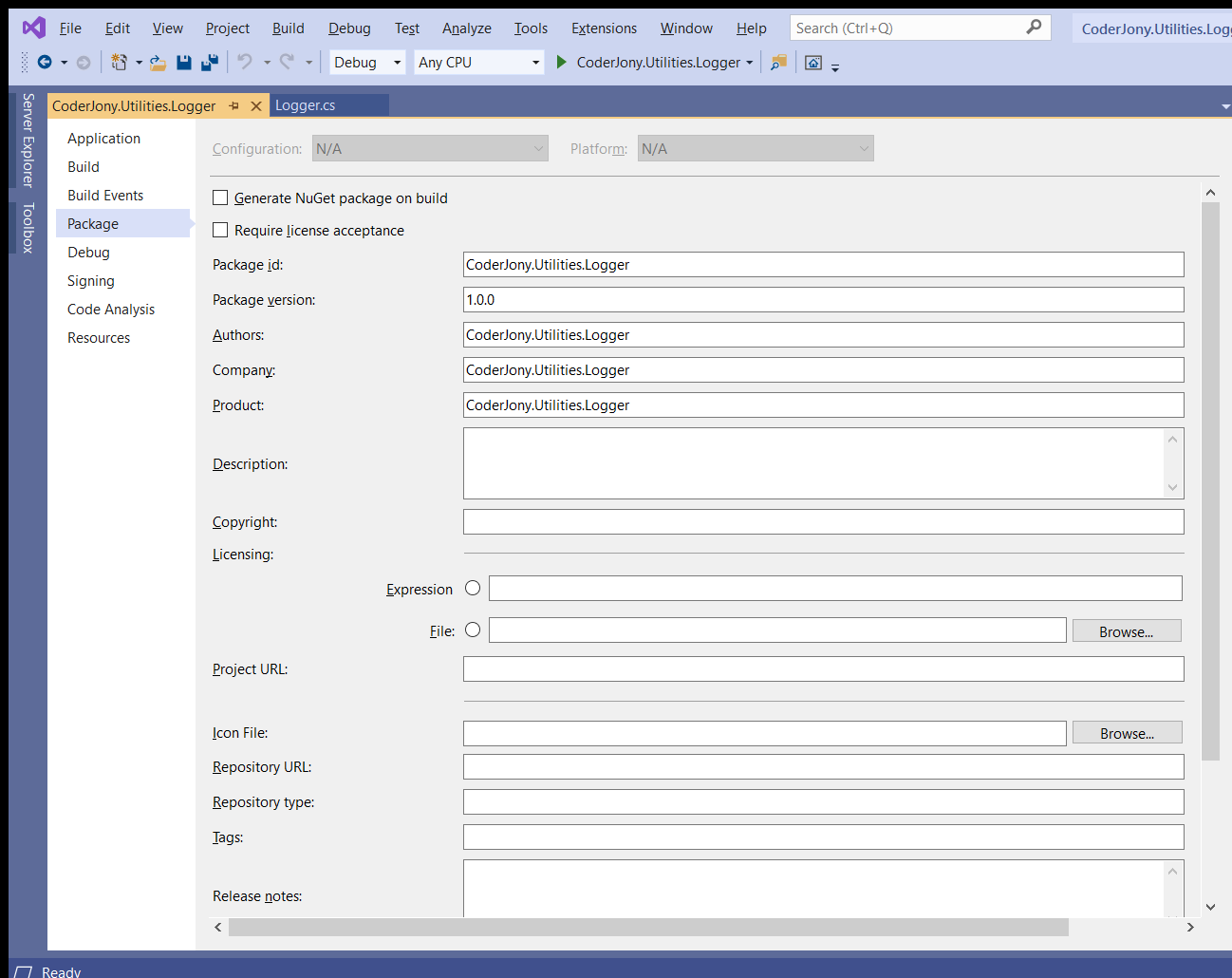 Creating NuGet package using Visual Studio 2019 and deploying it to Nuget.org