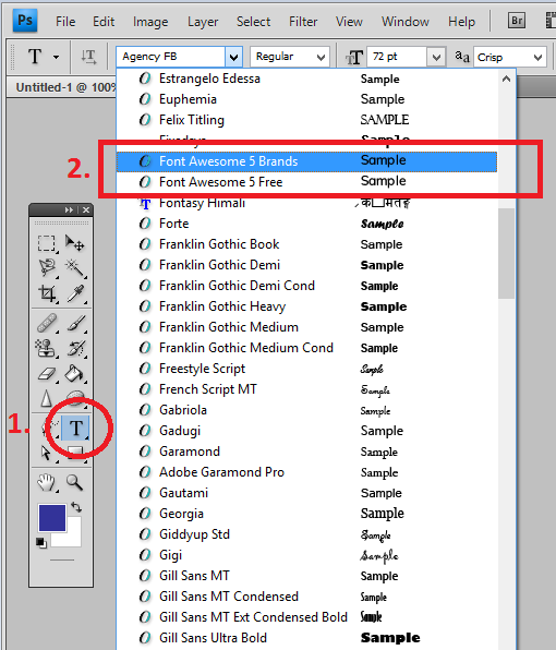 Installing Font Awesome Fonts in Photoshop