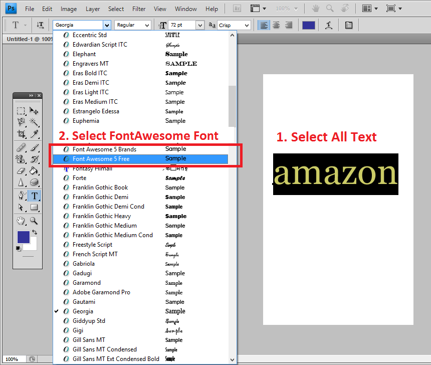 Installing Font Awesome Fonts in Photoshop