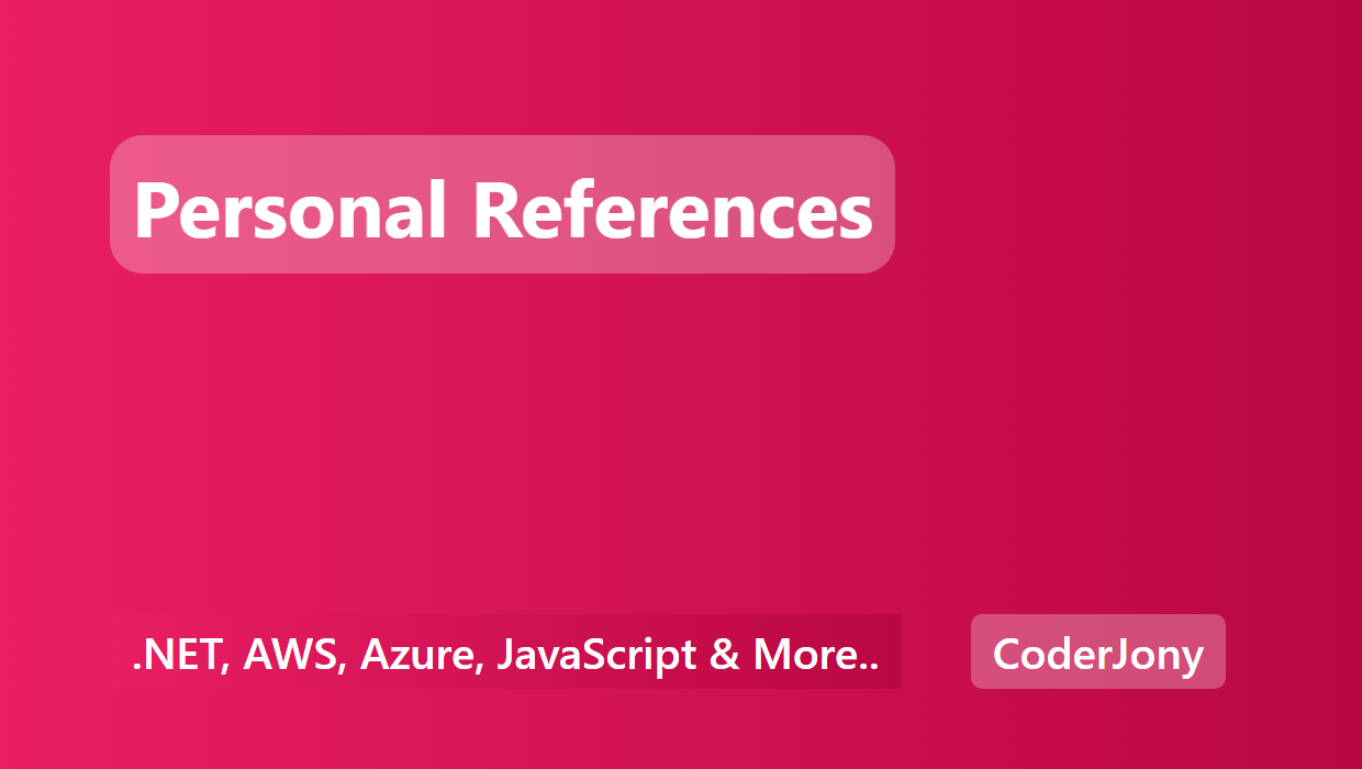 CoderJony - Personal References